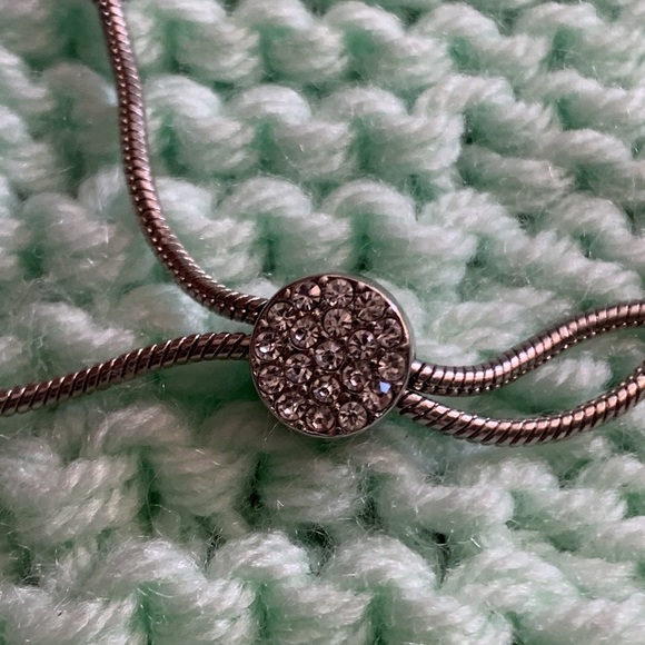 SIlver Cuff Adjustable Bracelet with rhinestone accents - Picture 3 of 7